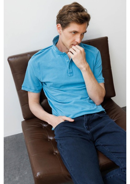 Erkek Polo Yaka T-Shirt Turkuaz