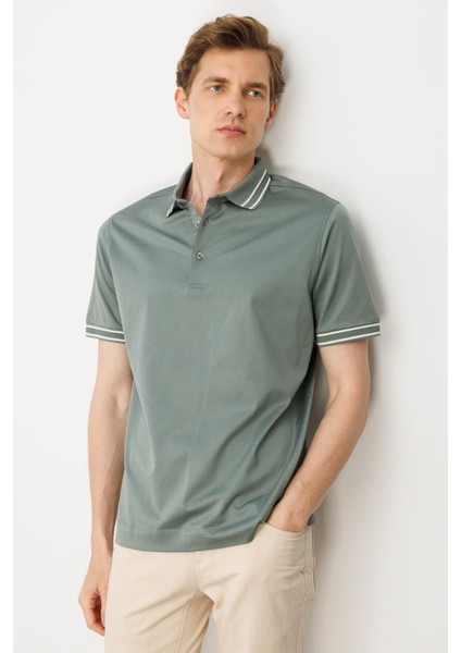 Erkek Polo Yaka Merserize T-Shirt A.yeşil fırsatları