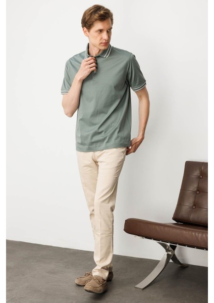 Erkek Polo Yaka Merserize T-Shirt A.yeşil indirimleri