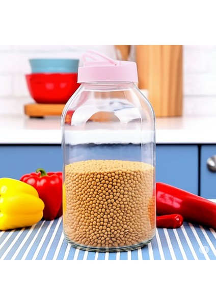 Büyük Boy Tutma Kollu Cam Kavanoz 8 Lt