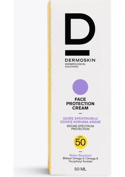 Face Protection Cream Spf 50+ | Nemlendirici Yüz Güneş Kremi | Suya Dayanıklı | 50 ml