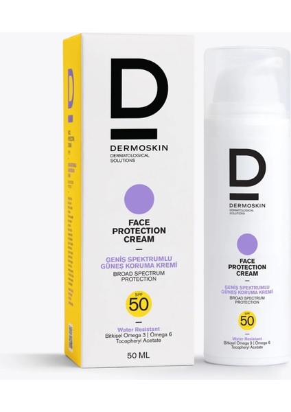 Face Protection Cream Spf 50+ | Nemlendirici Yüz Güneş Kremi | Suya Dayanıklı | 50 ml