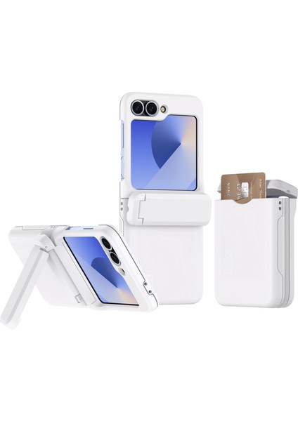Samsung Galaxy Z Flip5 5g Bahar Menteşe Kickstand Pc Kart Yuvası ile Katlanır Telefon Kapağı (Yurt Dışından)