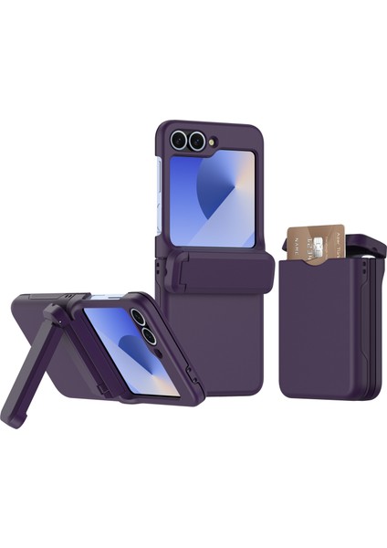 Samsung Galaxy Z Flip5 5g Bahar Menteşe Kickstand Pc Kart Yuvası ile Katlanır Telefon Kapağı (Yurt Dışından)