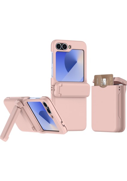 Samsung Galaxy Z Flip5 5g Bahar Menteşe Kickstand Pc Kart Yuvası ile Katlanır Telefon Kapağı (Yurt Dışından)