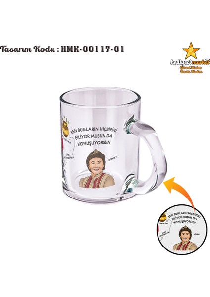 Prens Karakter Temalı Şeffaf Cam Kupa Bardak - HMK-00117-01 ve HMK-00117-02