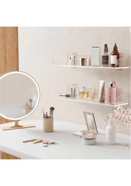2'li Şık ve Minimalist Tasarımlı Şeffaf Duvar Rafı