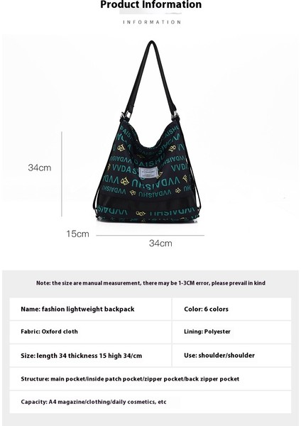 Moda Büyük Kapasiteli Omuz Çantası Crossbody Çanta Oxford Kumaş Bayan Omuz Çantası (Yurt Dışından) indirimleri