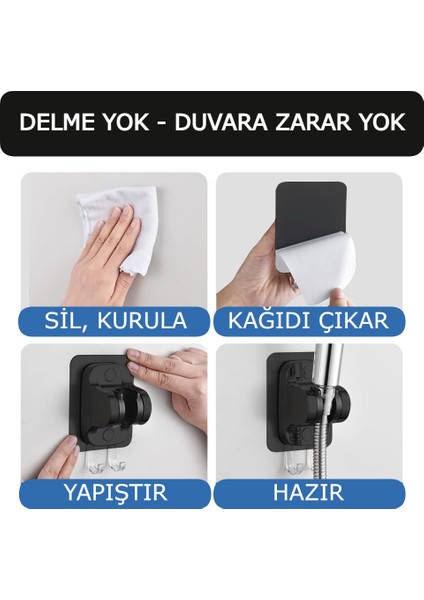 Yeni Model Askılı, Delme Yok, Yapışkanlı, Ayarlanabilir El Duşu Tutacağı, Duş Mafsalı R5011-S
