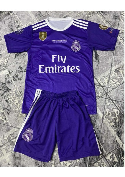 Cristiano Ronaldo 2017 Cardif Ligi Mor Çocuk Forma Takımı 4'lü Set Çorap+Bileklik Hediyeli