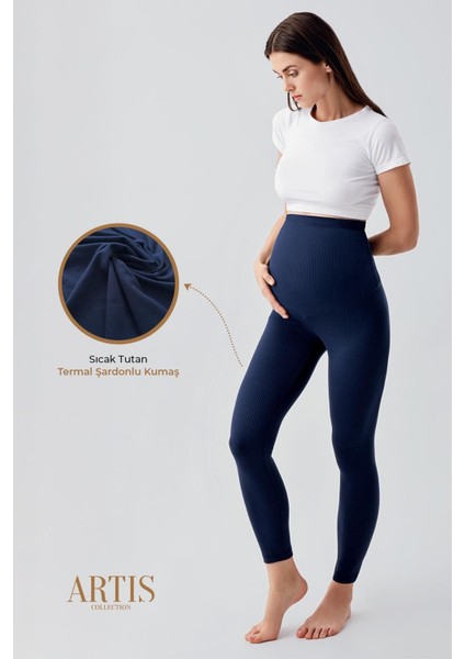 Fitilli Termal Içi Şardonlu Sıcak Tutan Beli Ayarlanabilir Hamile Tayt F06