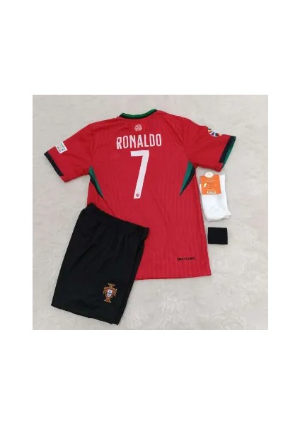 Portekiz Ronaldo 7 Numara Çocuk Forma Takımı 4'lü Set Çorap+Bileklik Hediyeli