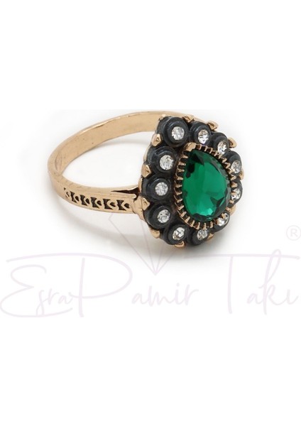 Yeşil Beyaz Zirkon Taş Elmas Montür Yüzük