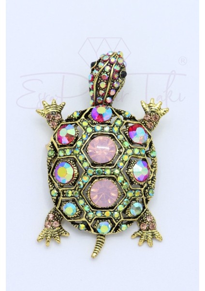 Incili Markazit Taşlı Çiçek Broş