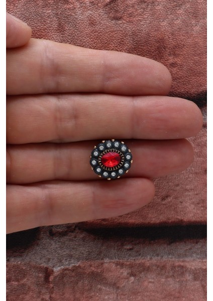 Kırmızı Beyaz Zirkon Taş Elmas Montür Yüzük modelleri