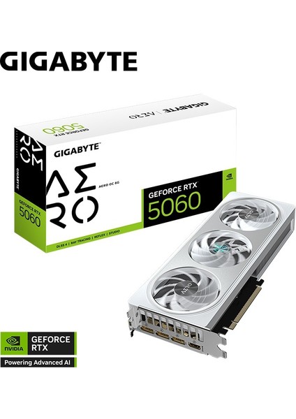 Gıgabyte VGA Nvıdıa 8gb Gddr7 RTX5060 Aero Oc GV-N5060AERO Oc-8gd 128BIT/3XDP/1XHDMI/3XFAN