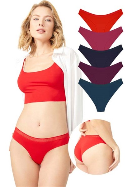 File Lastikli Lazer Kesim Bikini Külot 5'li Paket - 2