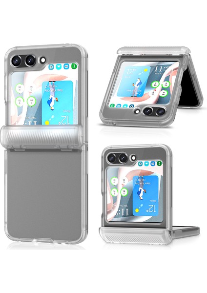 Samsung Galaxy Z Flip5 5g Pc + Tpu Mat Telefon Kılıfı Menteşe Koruma Kapağı Pet Küçük Ekran Filmi (Yurt Dışından)