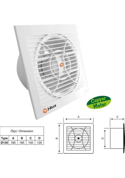 Dekoratif Plastik Banyo Tuvalet Aspiratörü 120 mm 20 Watt - HV1120 fiyatları