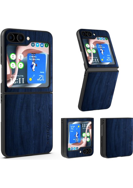Samsung Galaxy Z Flip5 5g Retro Ahşap Doku Telefon Kılıfı Pu + Pc + Tpu Koruyucu Kapak (Yurt Dışından)