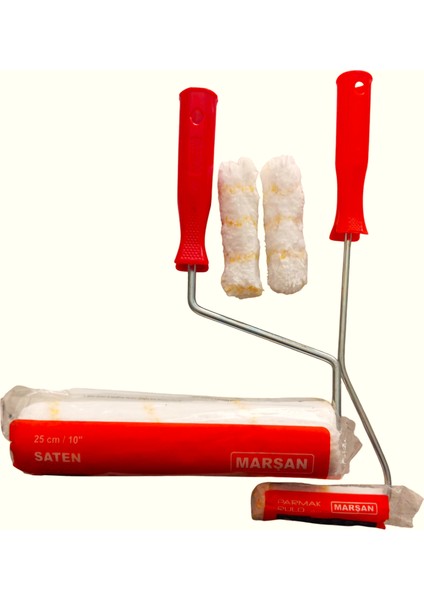 Boya Rulosu Yedeklli 25/10CM Saten Rulo 10CM Parmak 2 Adet Parmak Rulo Yedeği Ile