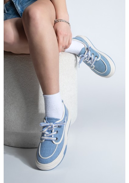 Kadın Sneaker Bağcıklı Keten Spor Ayakkabı Rotvi