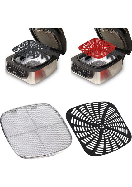 Ninja Air Fryer Iç Mekan Izgarası Için Anti-Sıçrama Ekranı ve Silikon Conta Kombinasyonu Yedek Tekrar Kullanılabilir Deflektör, Kırmızı (Yurt Dışından)