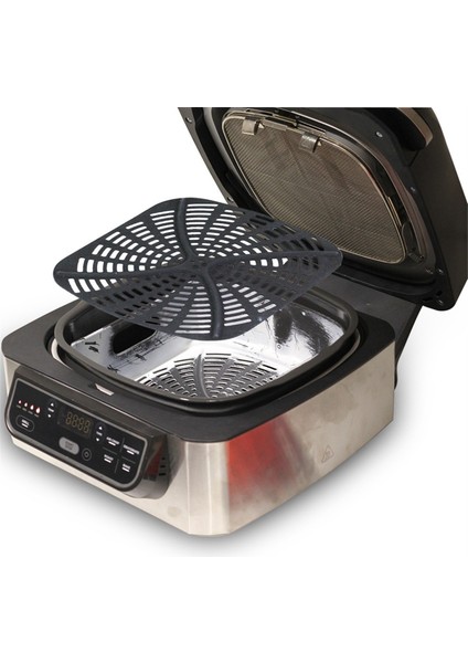 Ninja Air Fryer Iç Mekan Izgarası Için Anti-Sıçrama Ekranı ve Silikon Conta Kombinasyonu Yedek Tekrar Kullanılabilir Deflektör, Kırmızı (Yurt Dışından)