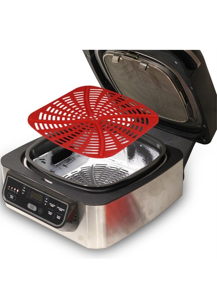 Ninja Air Fryer Iç Mekan Izgarası Için Anti-Sıçrama Ekranı ve Silikon Conta Kombinasyonu Yedek Tekrar Kullanılabilir Deflektör, Kırmızı (Yurt Dışından)