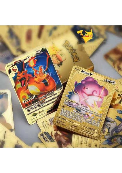 Menekşe Tarzı Yeni Stil Sıcak Pokemon Kartı Oft Metal Altın Simli Kartlar Ingilizce Vmax Gx Charizard Oyun Koleksiyonu Pikachu Kutuları Oyuncak Erkek (Yurt Dışından)
