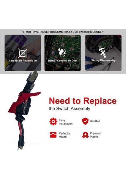 Dyson V8 SV12 Saplı Elektrikli Süpürge Ataşmanı Için Vakum Kolu Anahtarı Düğmesi Tertibatı Değişimi (Yurt Dışından)
