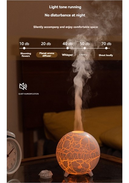 Ultrasonik Planet Hava Nemlendirici 200ML USB 7 Renk Alev Aromaterapi Difüzörü Renkli Çatlak Alev A (Yurt Dışından)
