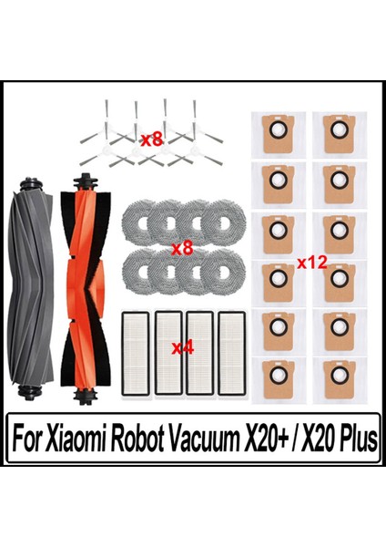 Xiaomi Robot Vakum X20 + / X20 Plus Aksesuarları Toz Torbası Paspas Bezi Ana Yan Fırça Hepa Filtreleri Yedek Parçalar (Yurt Dışından)