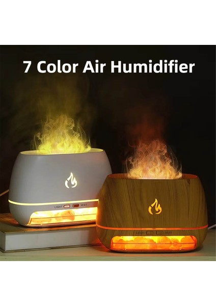 Tuz Taşı Aroma Hava Nemlendirici Alev Renkli Işık Gece Lambası Aromaterapi Esansiyel Yağ Difüzörü Aromaterapi Spreyi A (Yurt Dışından)