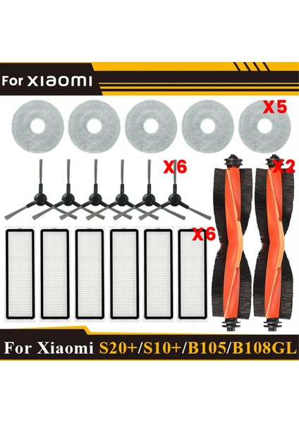 Xiaomi Robot Süpürge S20+ / S10 Plus / B108GL / B105 / B108CN B113CN Parçalar Aksesuarlar Filtre Ana Yan Fırça Paspaslar (Yurt Dışından)