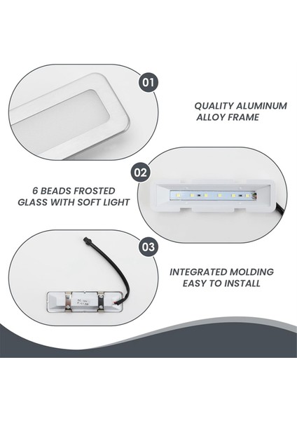 Davlumbaz Ampulleri, 120MM LED Ocak Işığı 1.5W Dikdörtgen Duman Havalandırma Lambası, Dc 12V Beyaz Sm Soket-Erkek-Buzlu (Yurt Dışından)