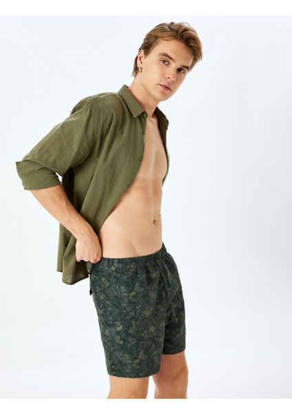 Cep Detaylı Oversize Kamuflaj Baskılı Deniz Şortu fiyatları