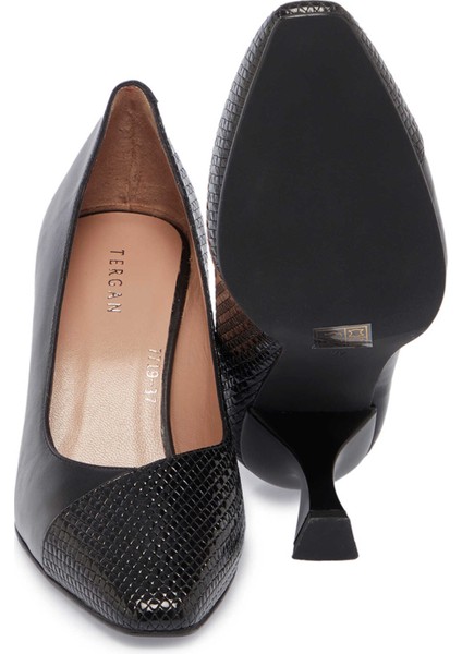 Siyah Hakiki Deri Kadın Topuklu Ayakkabı - K24S1AY67705-A23 fırsatları