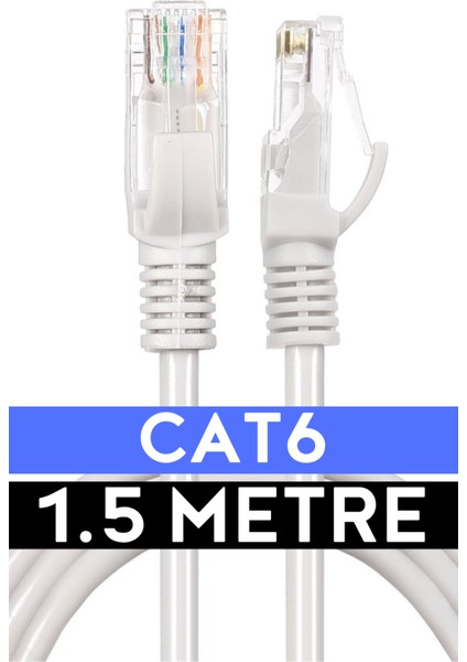 Cat6 Ethernet Kablosu 1.5mt. 1000MBPS Internet Network Kablosu Fabrikasyon Lan Kablo