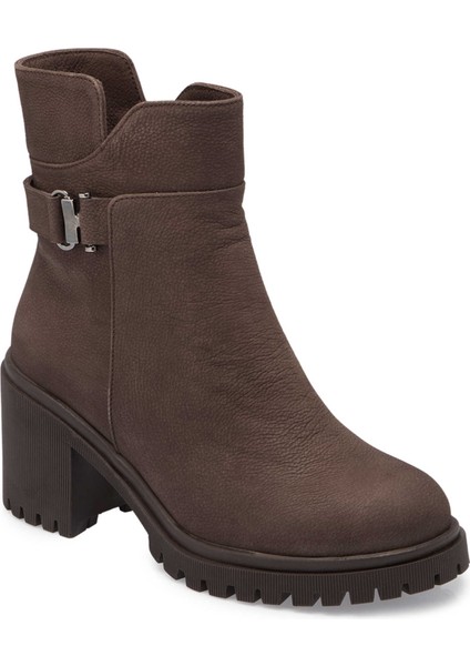 Kahve Hakiki Nubuk Deri Kadın Casual Bot - K24K1BT67585-A39