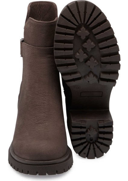 Kahve Hakiki Nubuk Deri Kadın Casual Bot - K24K1BT67585-A39 fırsatları