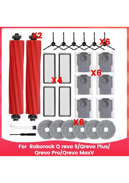 Roborock Q Revo S/qrevo Plus/qrevo Pro/qrevo Maxv Robot Süpürge Ana Yan Fırçalar Hepa Filtre Paspas Bezi Toz Torbaları (Yurt Dışından)