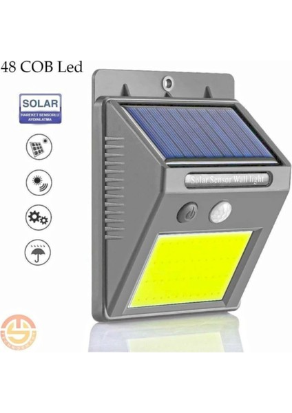 Hareket Sensörlü Solar 48 LED Bahçe Lambası