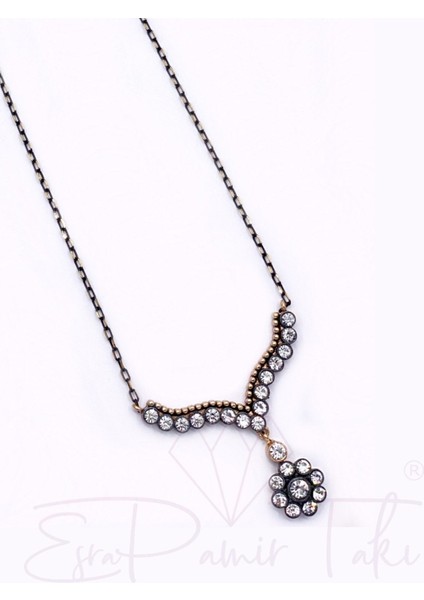 Elmas Montür Çiçek Kolye