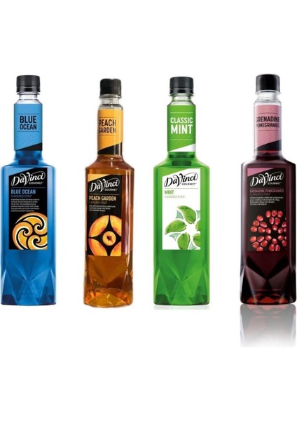 4 lü Şurup Kokteyl Fırsat Seti (Turunç, Şeftali, Nane, Nar) 750 ML