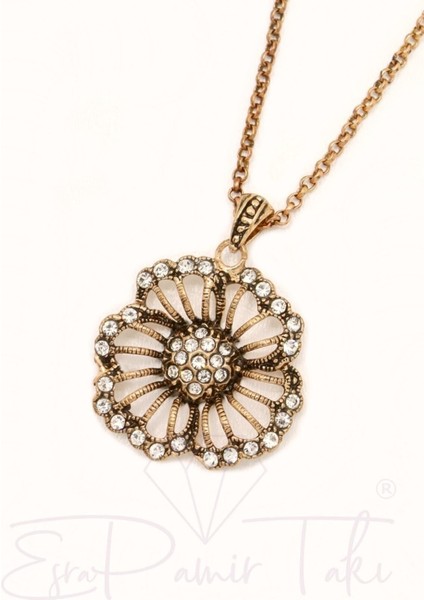 Elmas Montür Çiçek Kolye