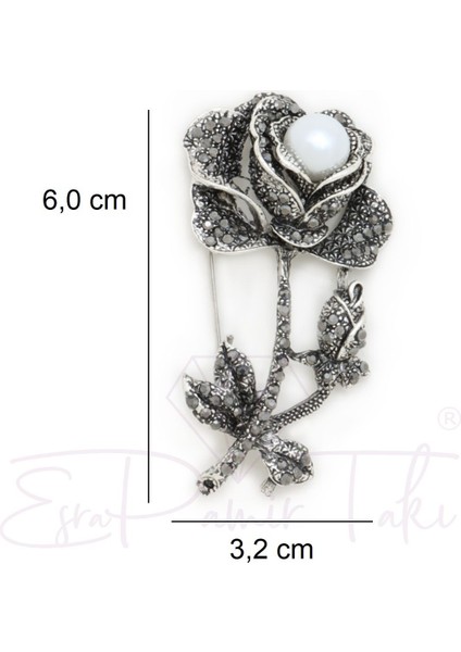 Markazit Taşlı Incili Çiçek Broş fiyatları