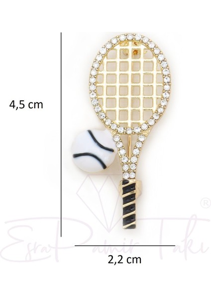 Altın Renk Zirkon Taşlı Tenis Raketi Broş fiyatları