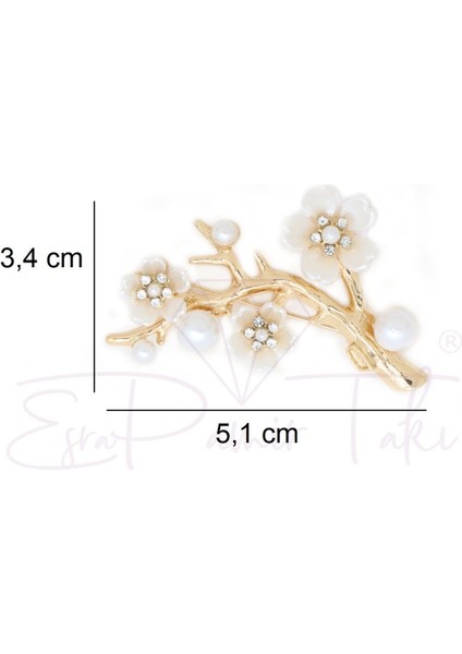 Taşlı Incili Altın Renk Çiçek Broş fiyatları