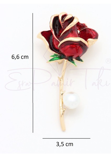 Incili Kırmızı Gül Broş fiyatları